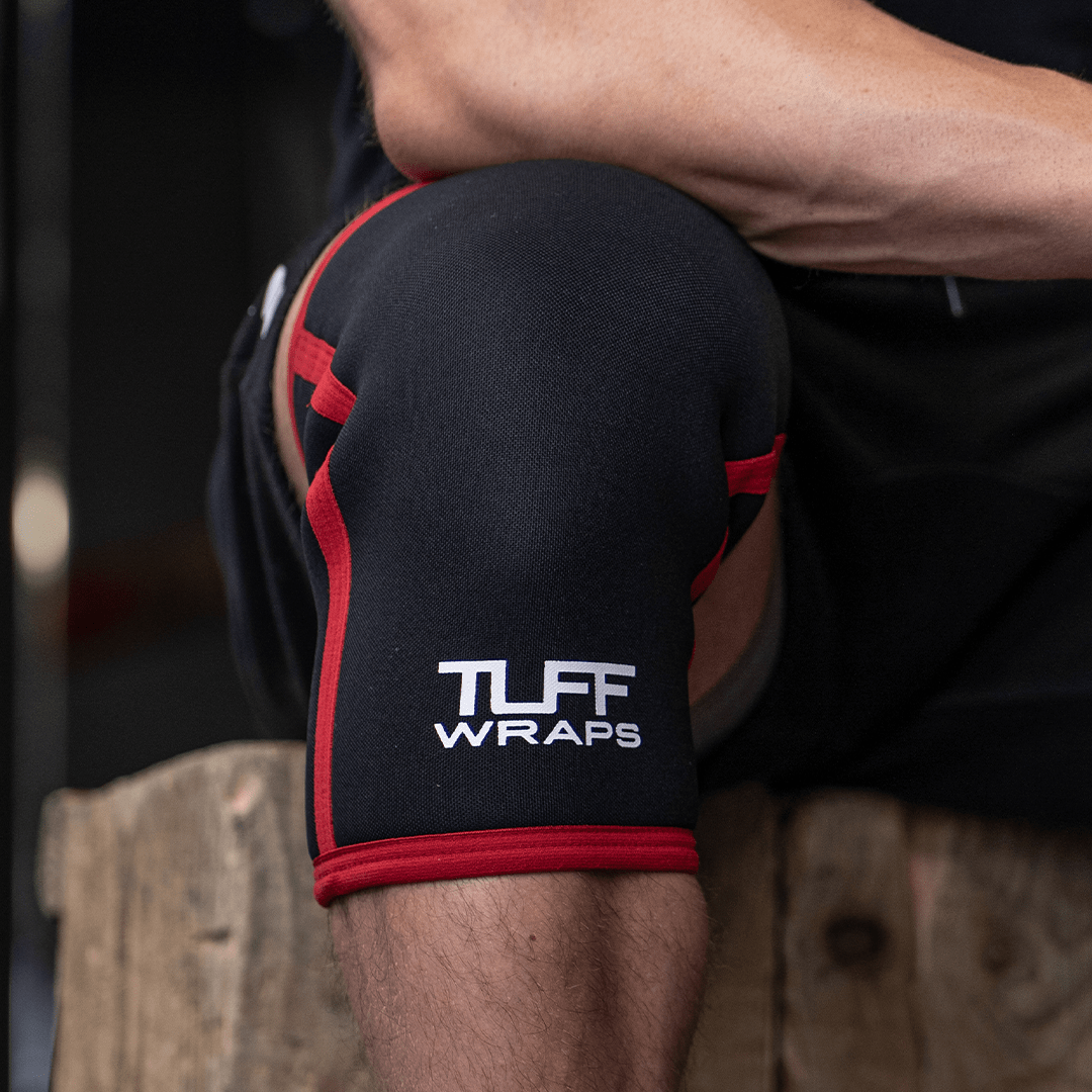 TUFF 7mm Competition Knee Sleeves (Black/Red) Compression Sleeves