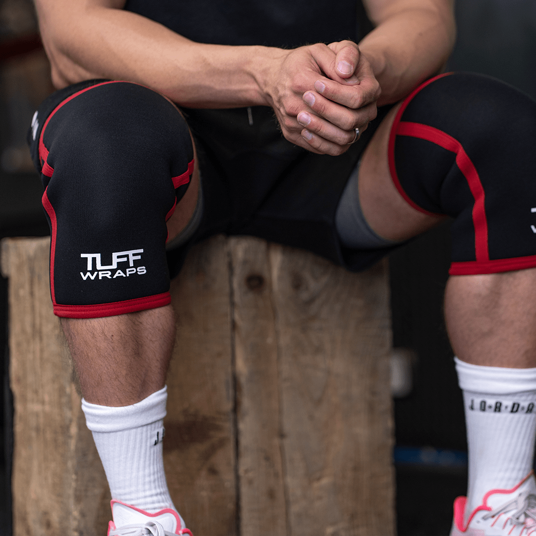 TUFF 7mm Competition Knee Sleeves (Black/Red) Compression Sleeves
