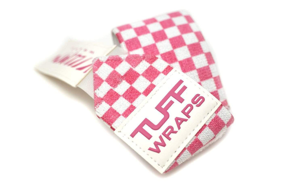 Checkerboard Villain Sidekick Wrist Wraps 16&quot; - (Pink/White) Wrist Wraps